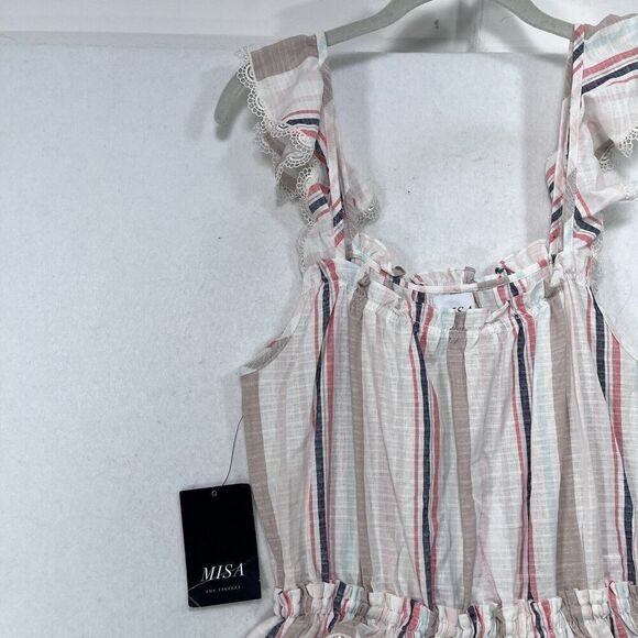 MISA Los Angeles Dress Women M Cream Idonia Striped Prairie Boho Maxi Fairy NEW - Picture 12 of 12